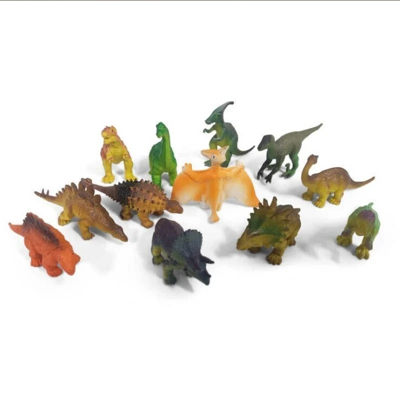 Dinosaurier Spielfiguren in einem T-Rex Kopf im 12er Set