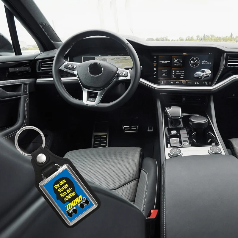 Vor dem Start Hirn einschalten Auto Schlüsselanhänger