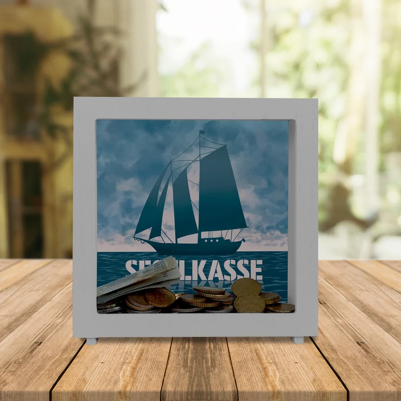 Segelkasse Spardose mit Segelschiff
