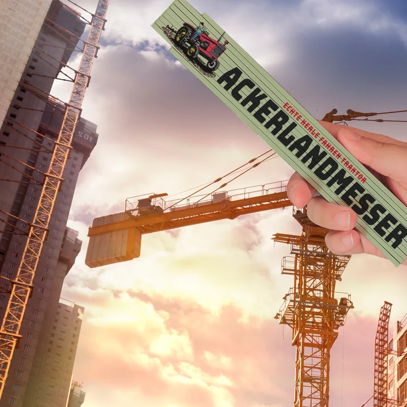 Ackerlandmesser Echte Kerle fahren Traktor Meterstab aus Holz in grün