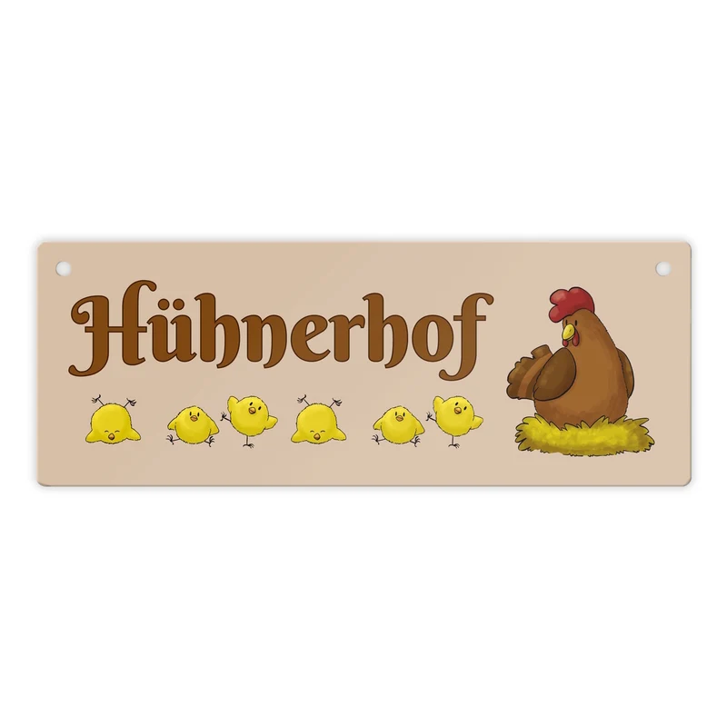 Hühnerhof Metallschild mit Spruch