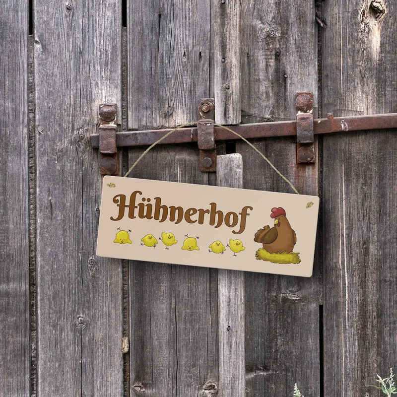 Hühnerhof Metallschild mit Spruch