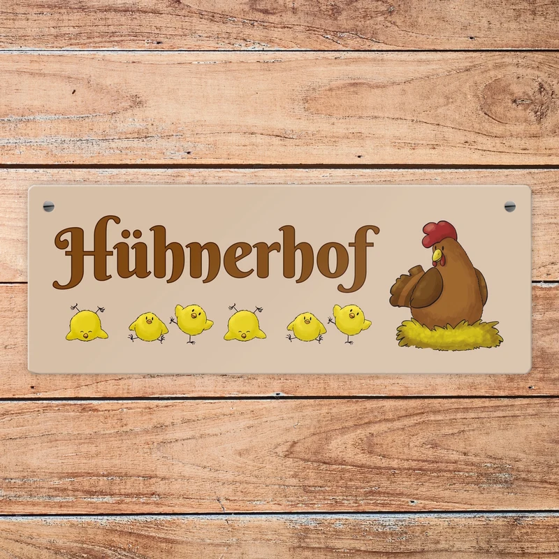 Hühnerhof Metallschild mit Spruch