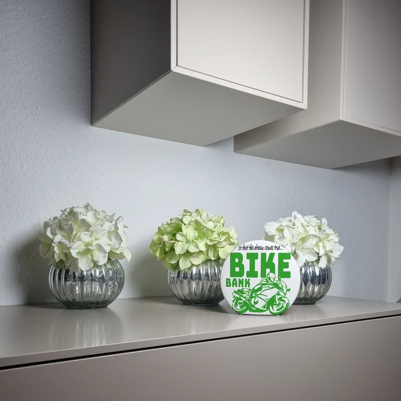 Bike Bank Spardose zum Thema Motorradkauf und Motorrad fahren