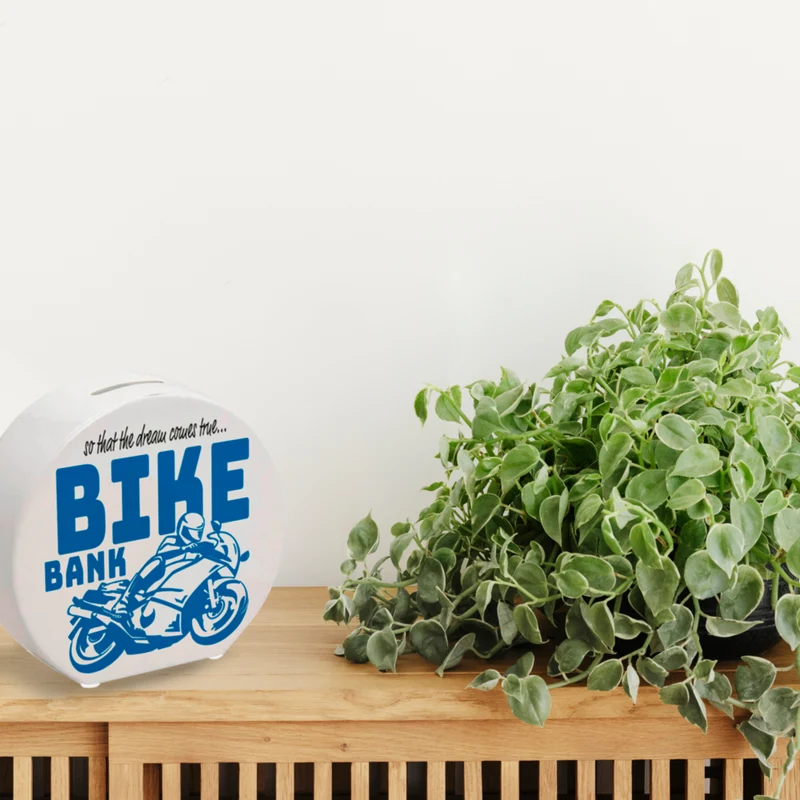 Bike Bank Spardose zum Thema Motorradkauf und Motorrad fahren