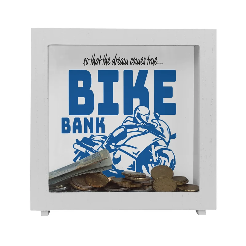 Bike Bank Spardose zum Thema Motorradkauf und Motorrad fahren