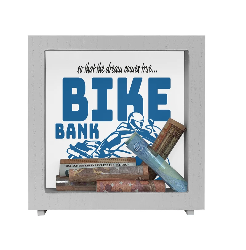 Bike Bank Spardose zum Thema Motorradkauf und Motorrad fahren