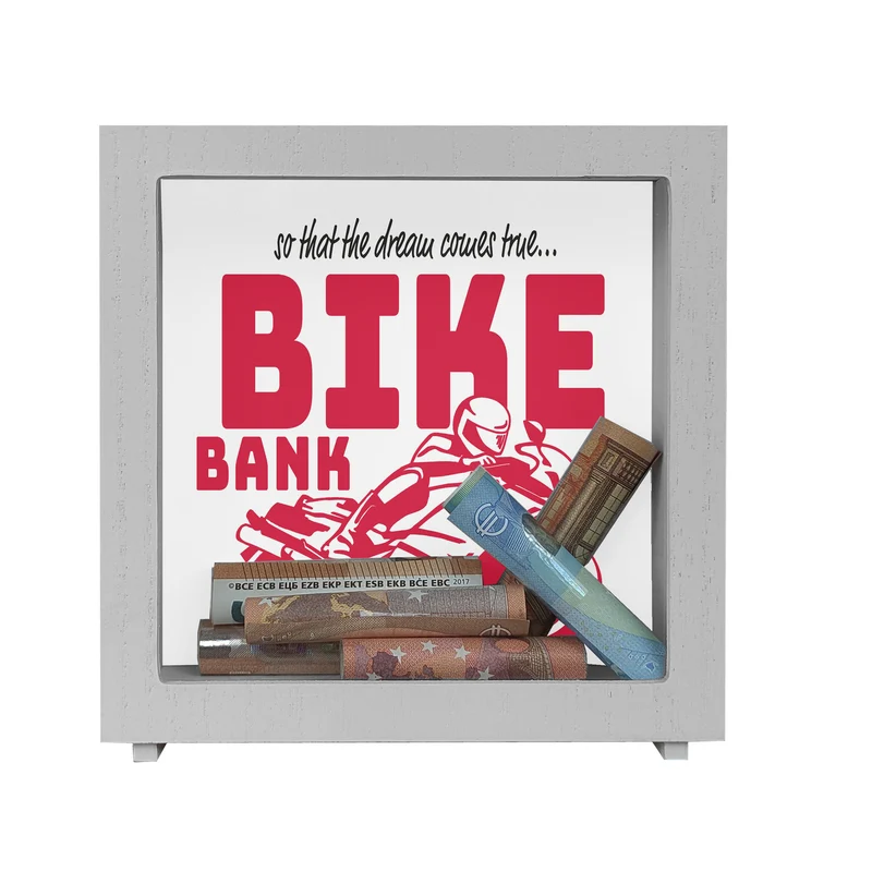 Bike Bank Spardose zum Thema Motorradkauf und Motorrad fahren