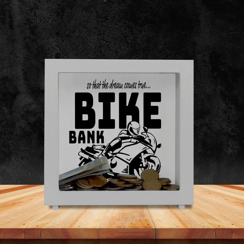 Bike Bank Spardose zum Thema Motorradkauf und Motorrad fahren