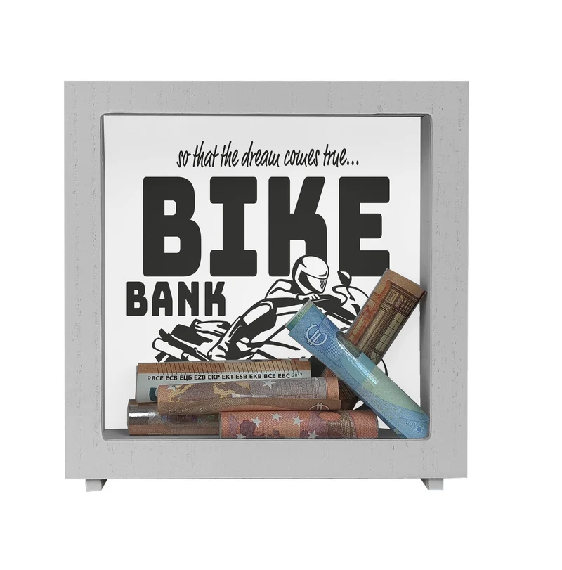 Bike Bank Spardose zum Thema Motorradkauf und Motorrad fahren