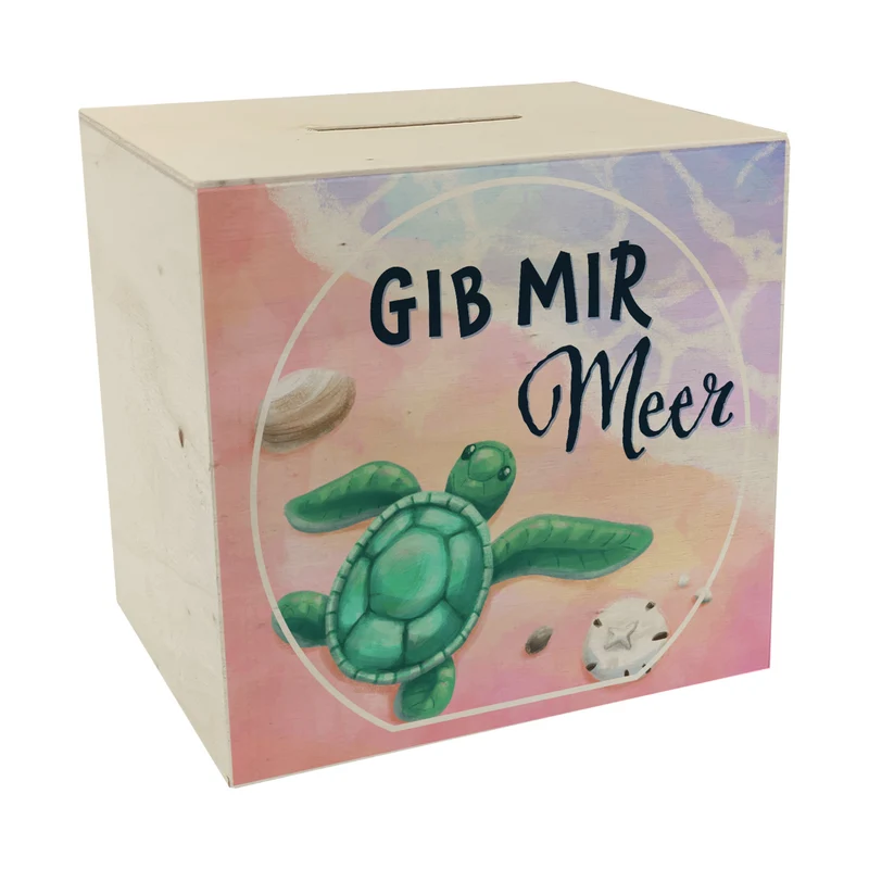 Gib mir Meer Spardose mit Meer- und Schildkröten-Motiv