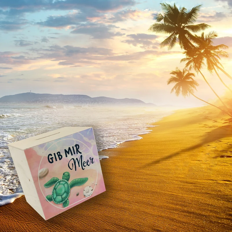 Gib mir Meer Spardose mit Meer- und Schildkröten-Motiv