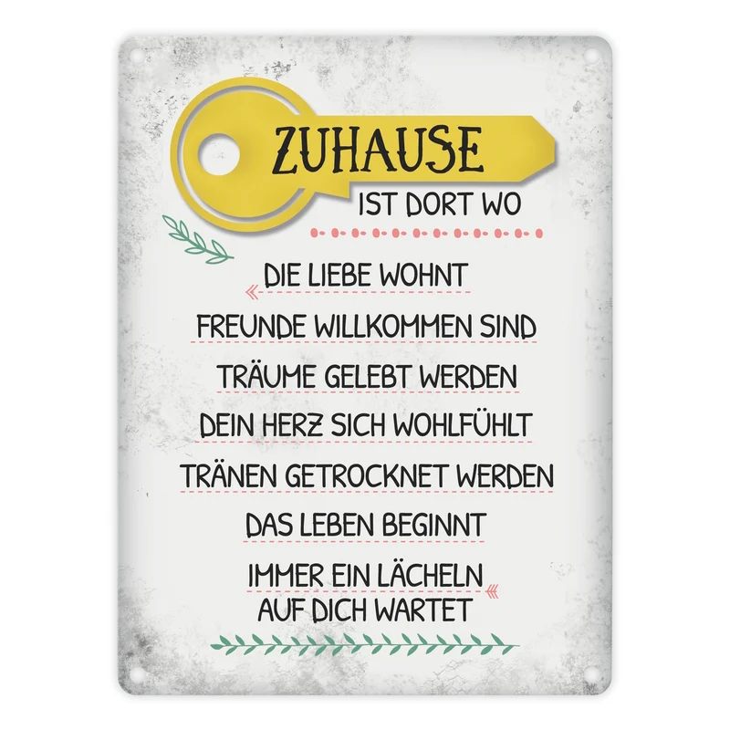 Zuhause ist dort... Metallschild