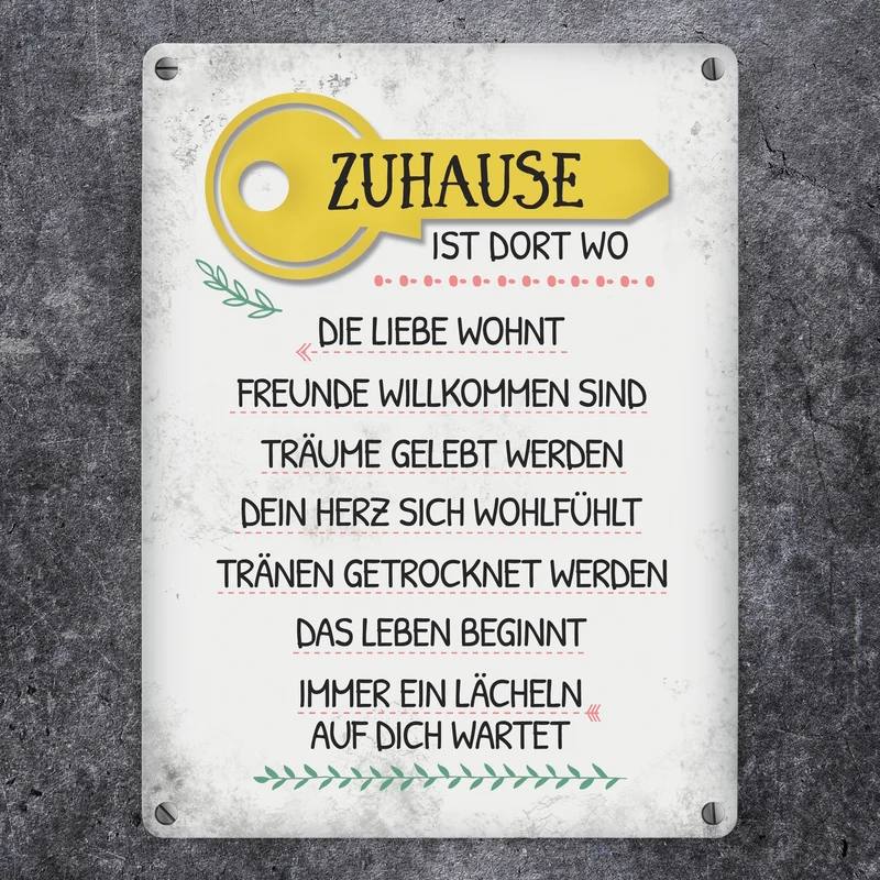 Zuhause ist dort... Metallschild