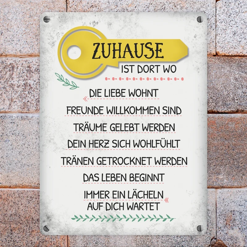 Zuhause ist dort... Metallschild