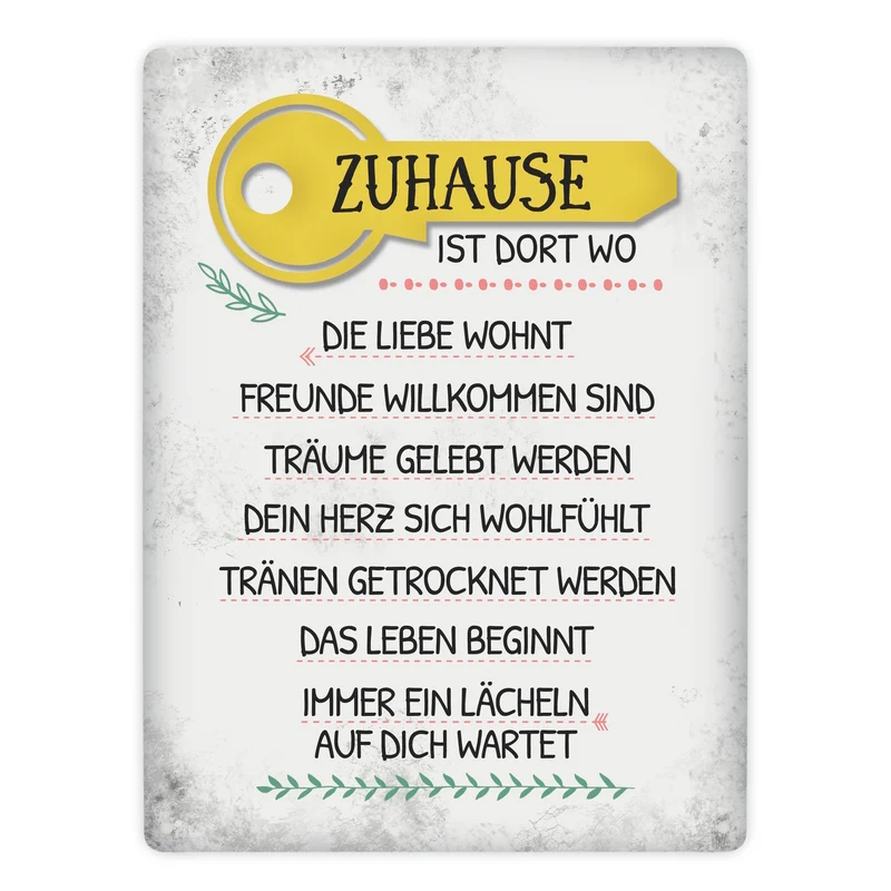 Zuhause ist dort... Metallschild