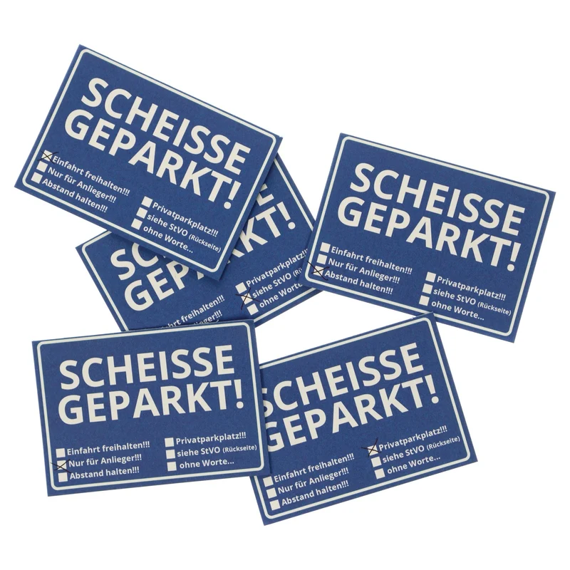 Die Scheisse Geparkt! Notizzettel mit StVO für die Windschutzscheibe im 50er Set