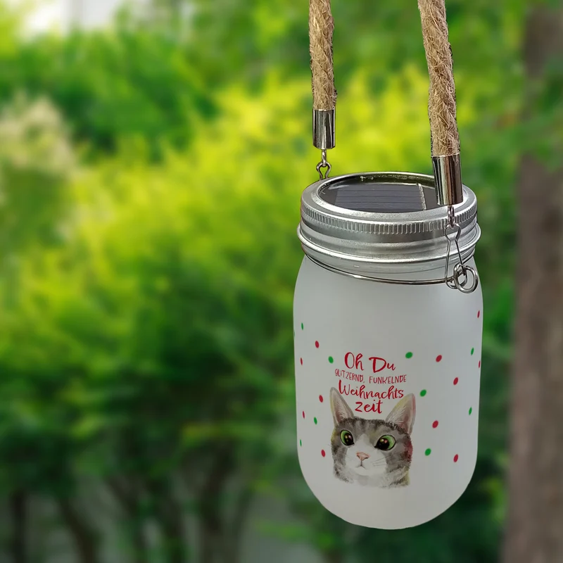 Oh Du glitzernd funkelnde Weihnachtszeit Katze Solarlicht