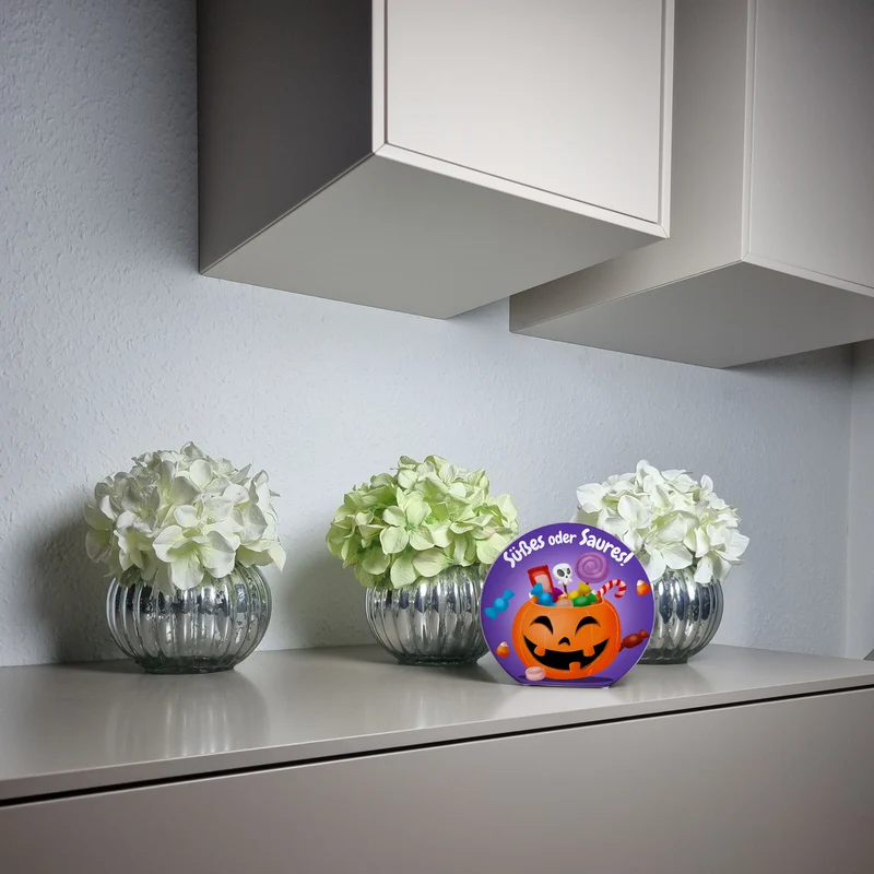 Süßes oder Saures Halloween Spardose mit lustigem Kürbis