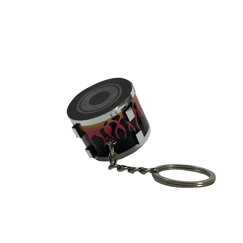 Snare Drum Schlüsselanhänger mit Flammen Motiv