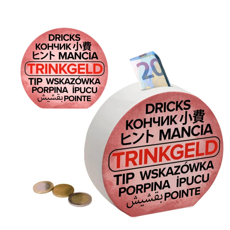 Trinkgeld in verschiedenen Sprachen Spardose