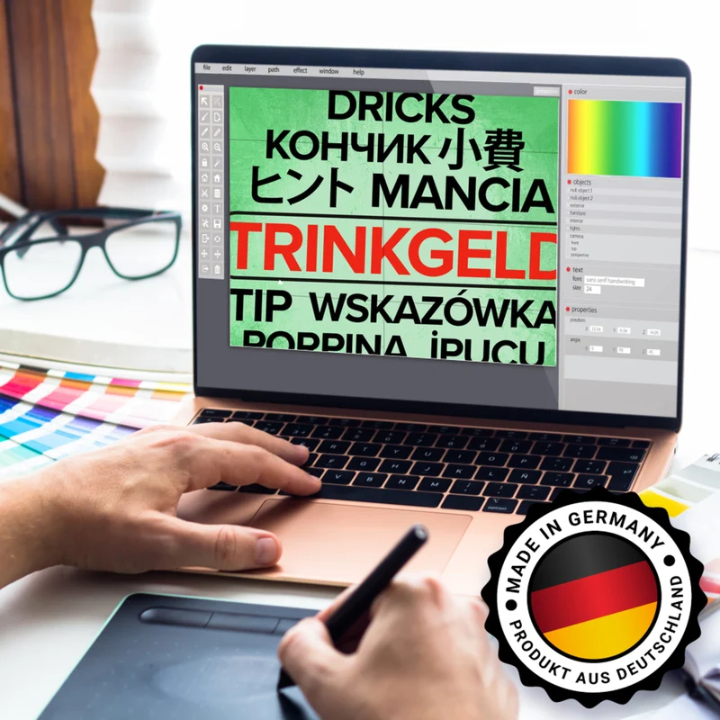 Trinkgeld in verschiedenen Sprachen Spardose