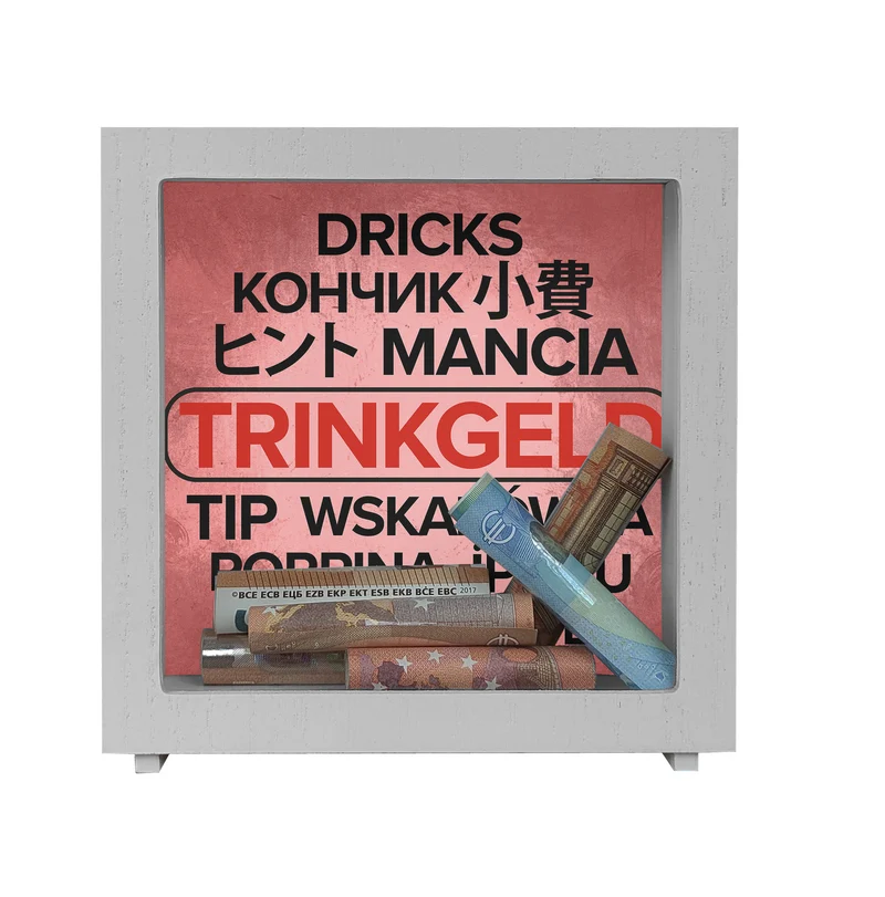 Trinkgeld in verschiedenen Sprachen Spardose