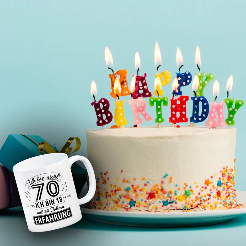 Witziger Kaffeebecher für den 70. Geburtstag mit Motiv: Erfahrung