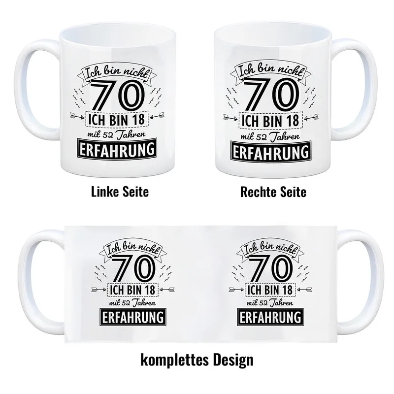 Witziger Kaffeebecher für den 70. Geburtstag mit Motiv: Erfahrung