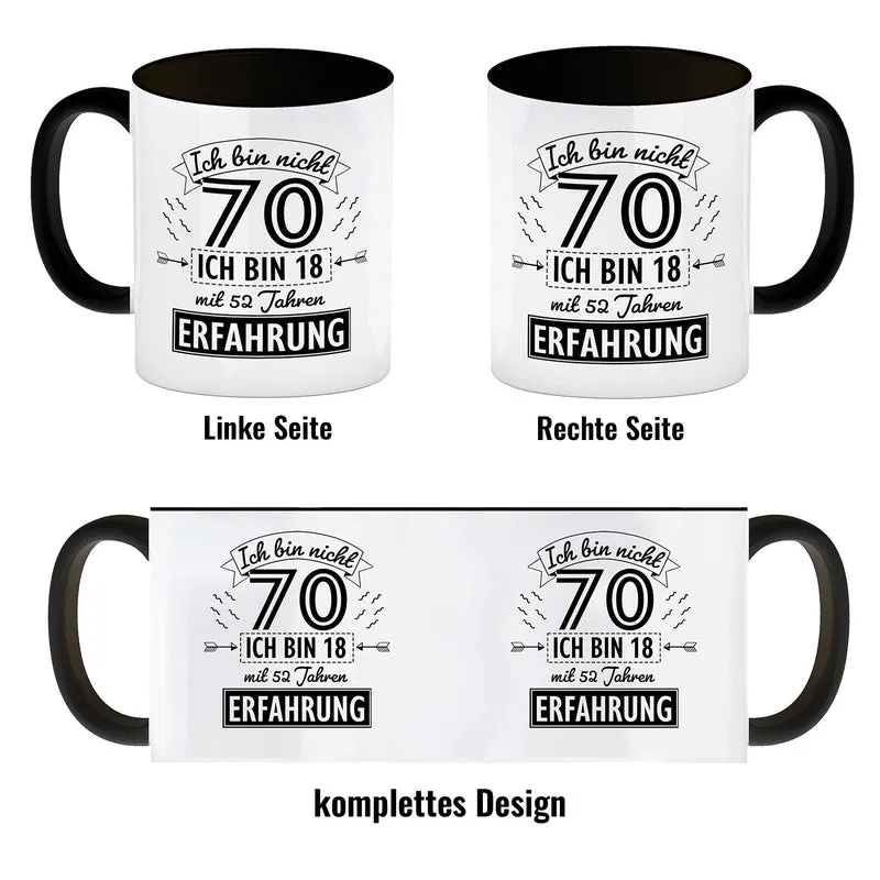 Witziger Kaffeebecher für den 70. Geburtstag mit Motiv: Erfahrung