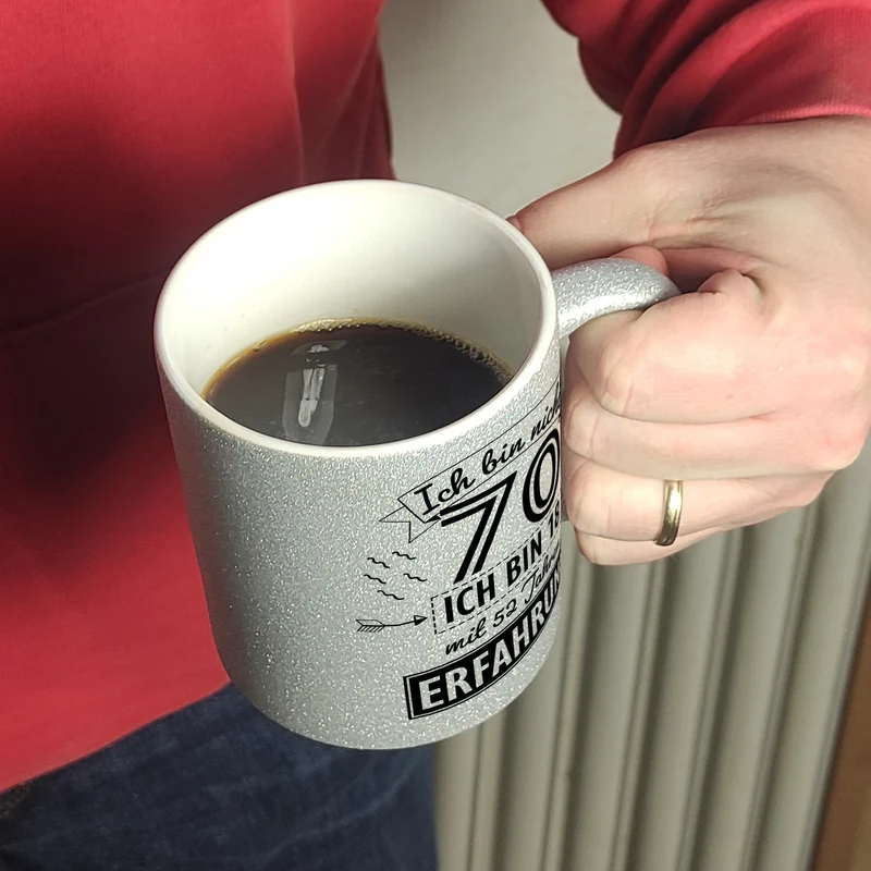 Witziger Kaffeebecher für den 70. Geburtstag mit Motiv: Erfahrung