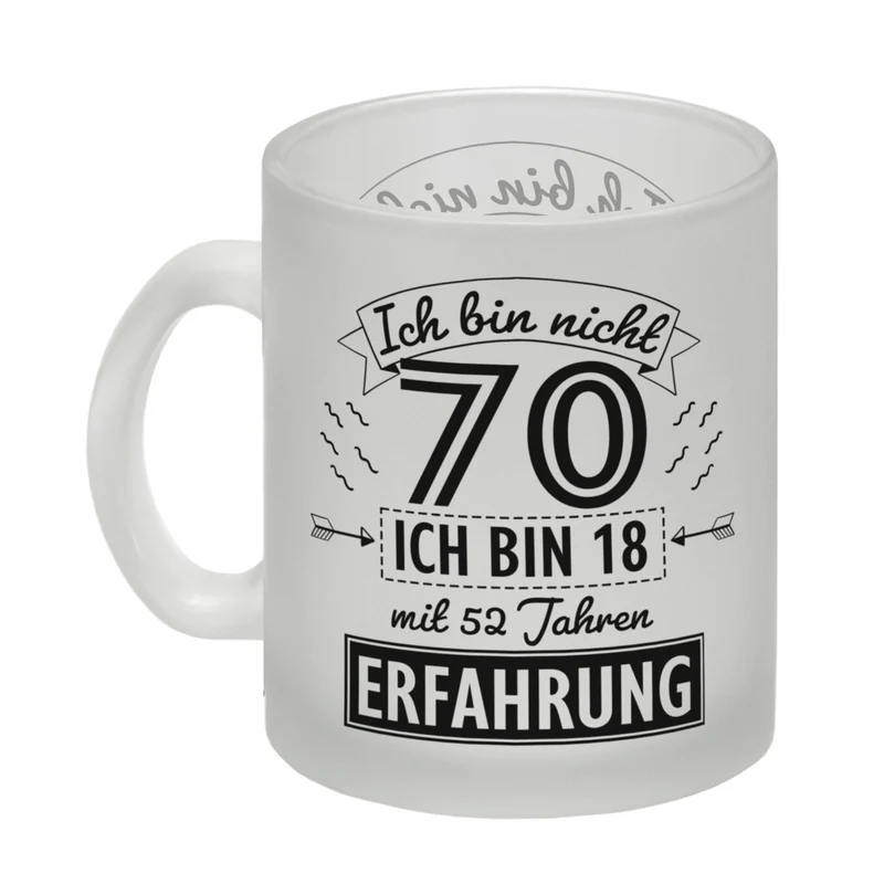 Witziger Kaffeebecher für den 70. Geburtstag mit Motiv: Erfahrung