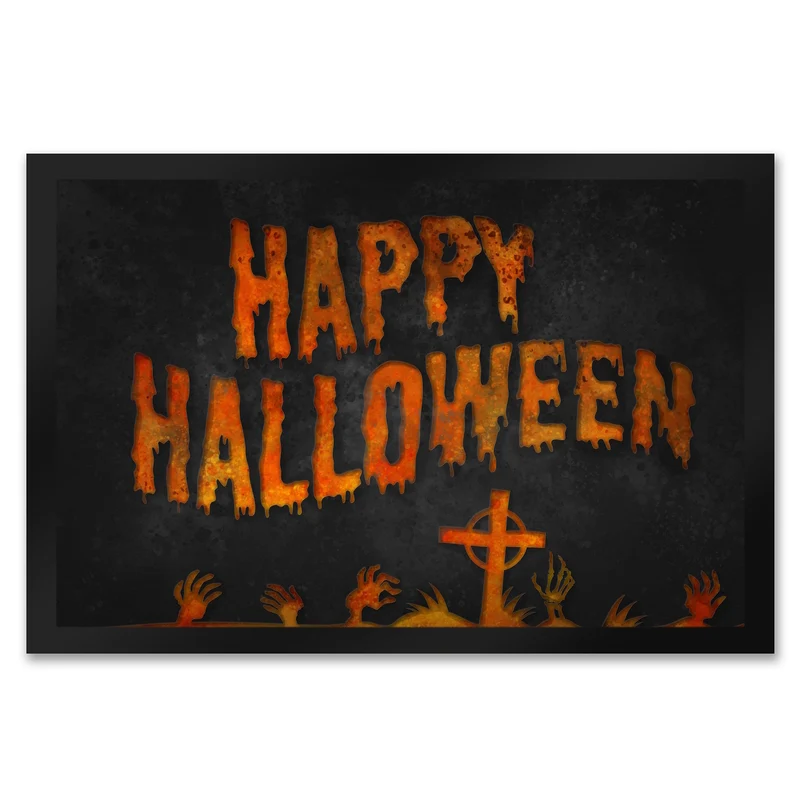 Happy Halloween Fußmatte mit Friedhof Motiv