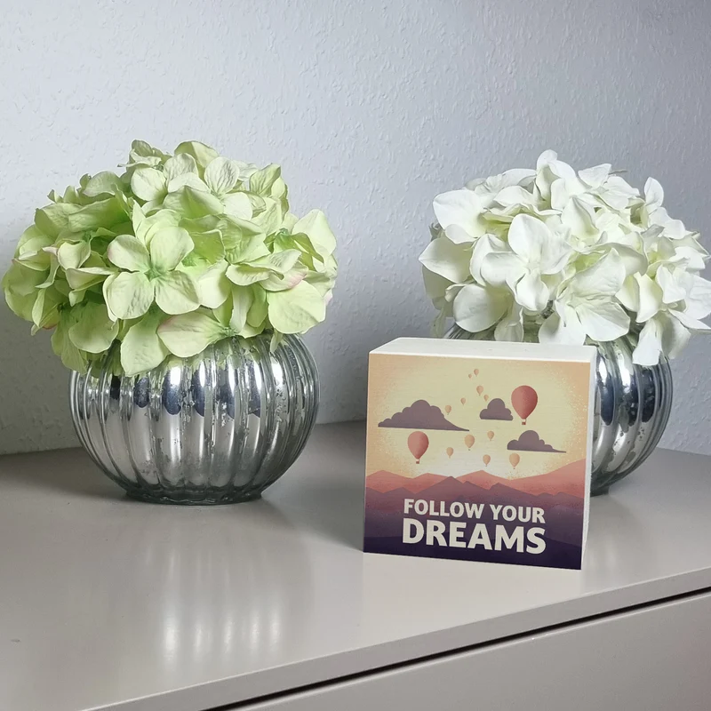 Follow your dreams Spardose mit Heißluftballons und Sonnenuntergang