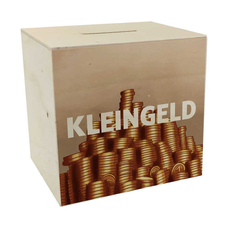 Kleingeld Spardose mit Geldhaufen aus Münzen