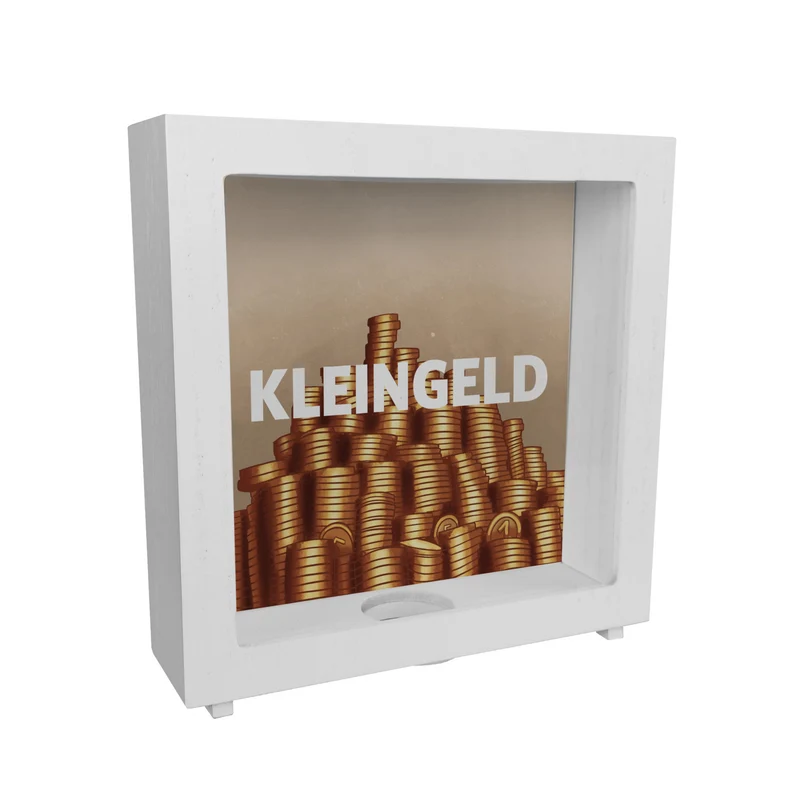 Kleingeld Spardose mit Geldhaufen aus Münzen