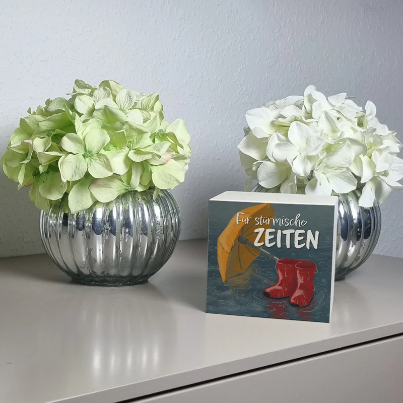 Für stürmische Zeiten Spardose mit Regen Motiv