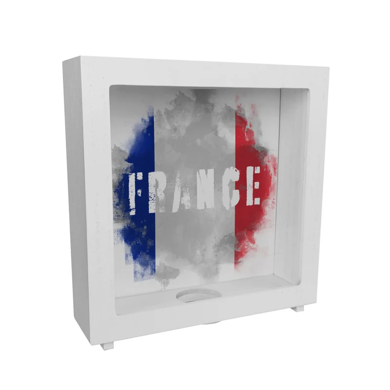 Spardose mit Frankreich-Flagge im Used Look - Sparschwein für Urlauber