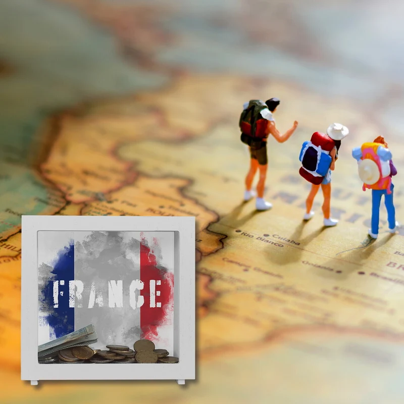 Spardose mit Frankreich-Flagge im Used Look - Sparschwein für Urlauber