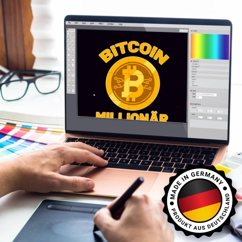 Bitcoin Millionär Spardose mit grünem Hintergrund und Kryptowährung