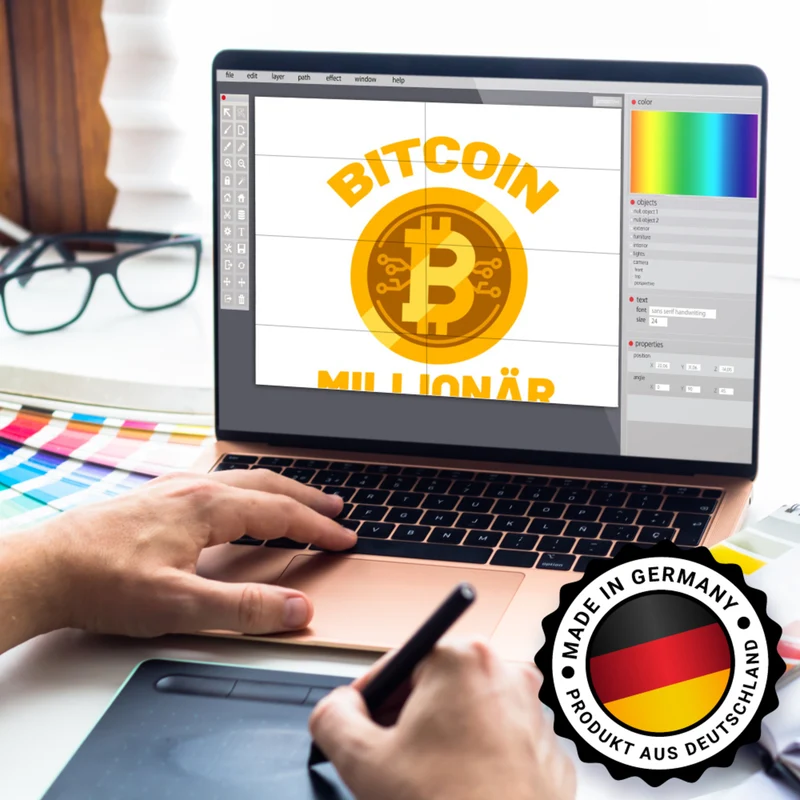 Bitcoin Millionär Spardose mit grünem Hintergrund und Kryptowährung