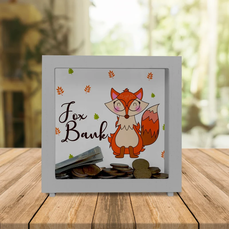 Fuchs Spardose mit Spruch Fox Bank