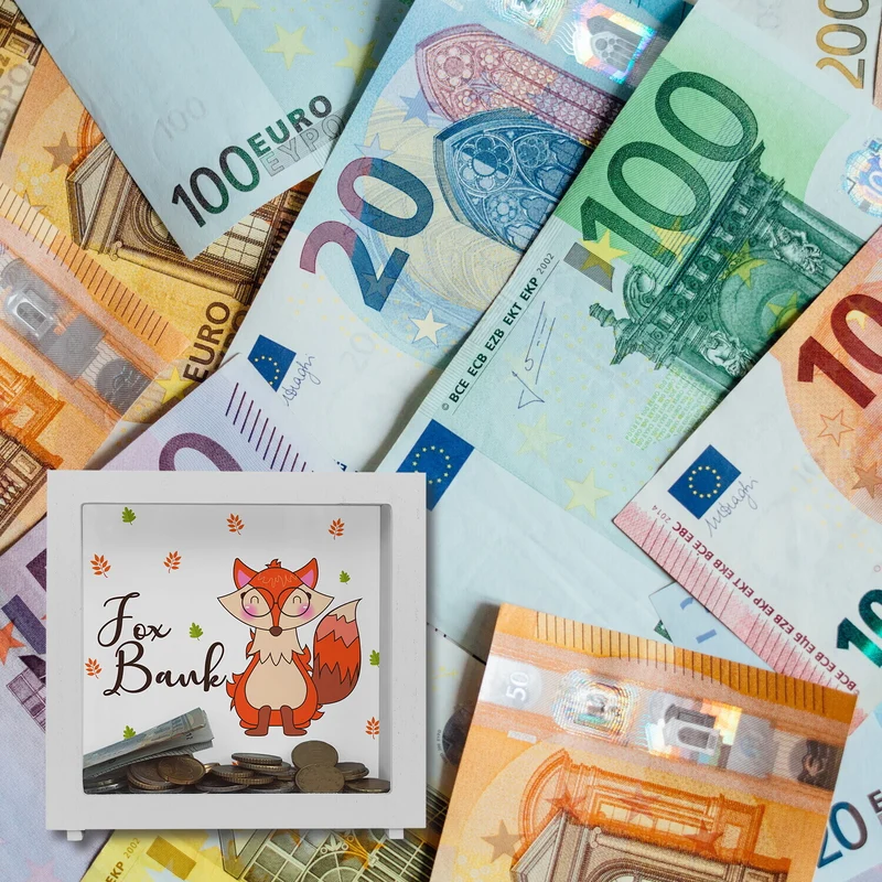 Fuchs Spardose mit Spruch Fox Bank