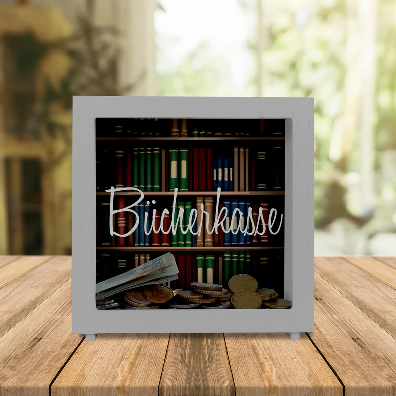 Bücherkasse Spardose für Leseratten