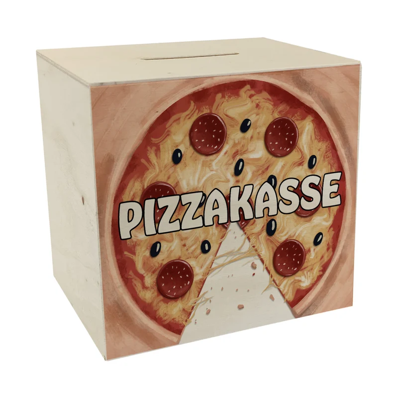 Pizzakasse Spardose mit Pizzamotiv