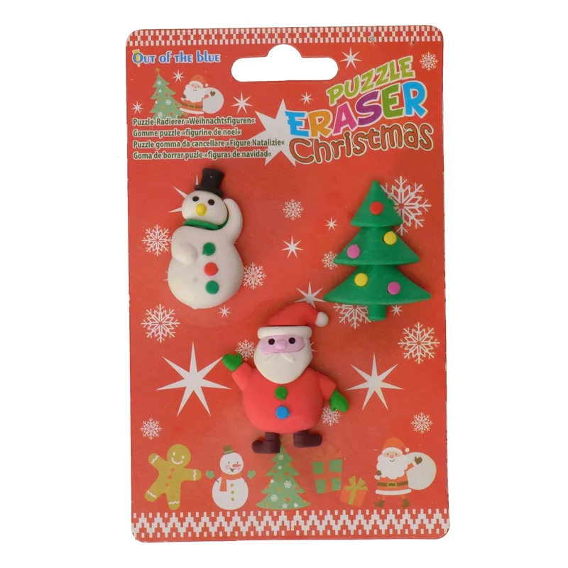 Weihnachtsfiguren Radiergummis mit mehreren Puzzleteilen im 3er Set