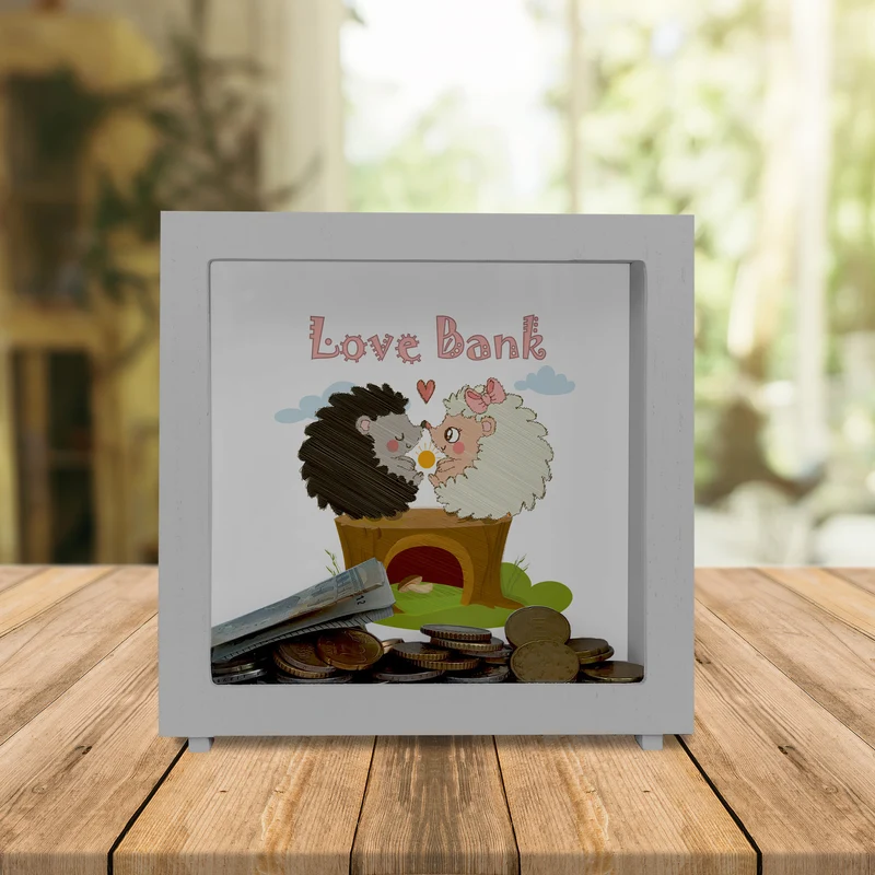 Igel Spardose mit Spruch Love Bank