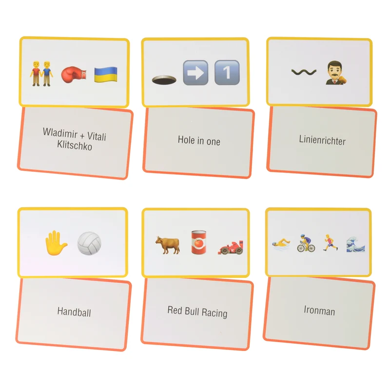 Sport Emoticon Quiz Gesellschaftsspiel mit 56 verschiedenen Karten