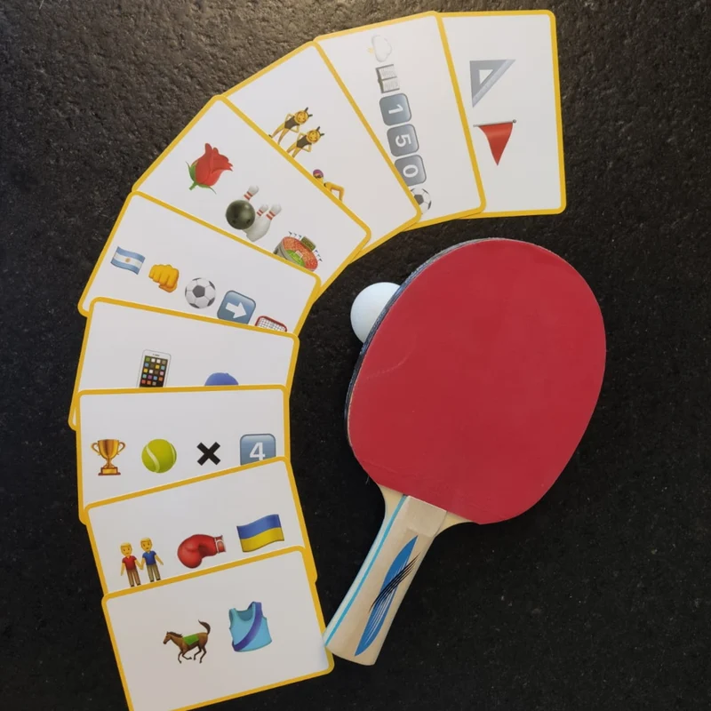 Sport Emoticon Quiz Gesellschaftsspiel mit 56 verschiedenen Karten