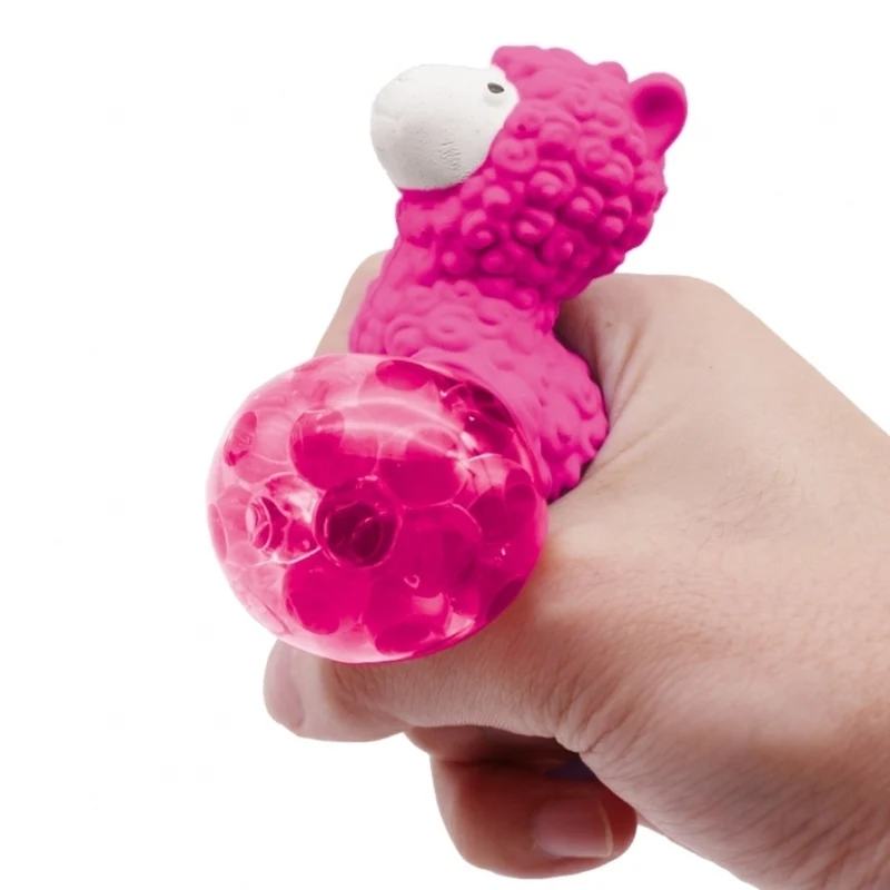 Lama Stressball mit Gel-Perlen in pink